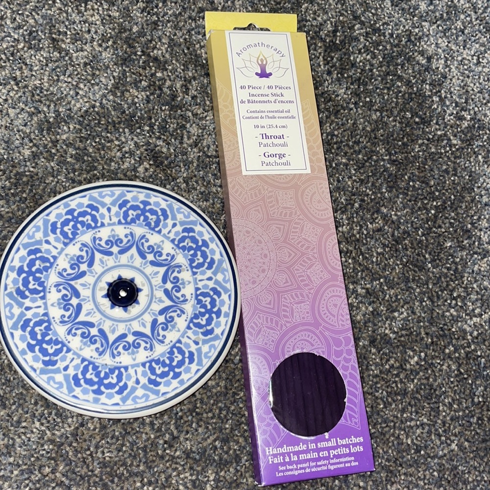 Aromatherapy Throat Chakra Incense & Ceramic Holder